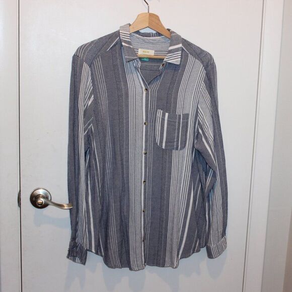 Anthropologie Maeve Striped Viscose Blend Button Down Shirt Women's Size 1X - Picture 5 of 11